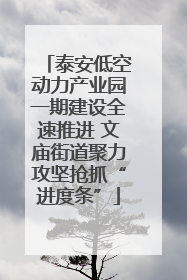 泰安低空动力产业园一期建设全速推进 文庙街道聚力攻坚抢抓“进度条”